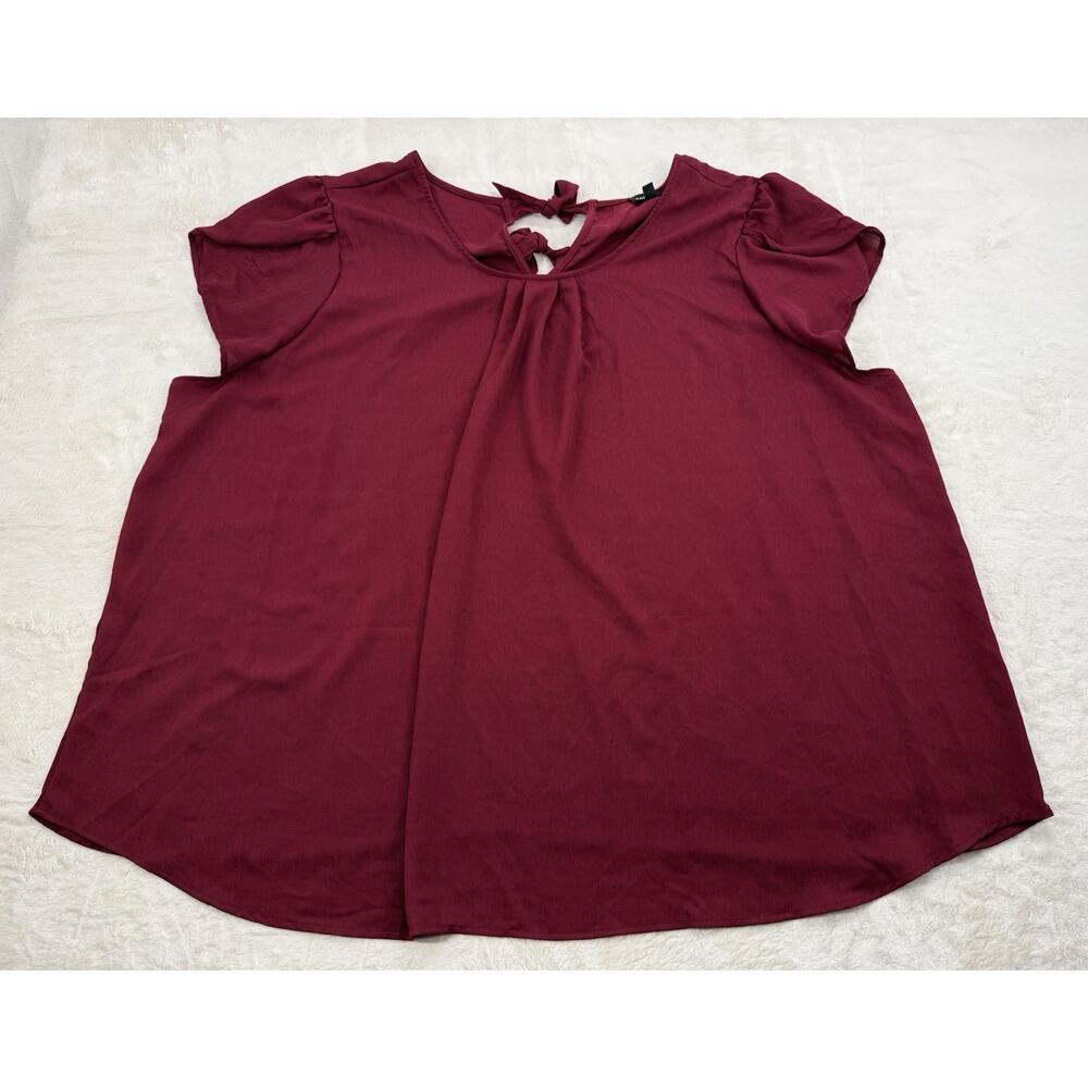 Torrid Women's Red Burgundy Back Tie Keyhole Flutter Sleeve Blouse Plus Size 6XL